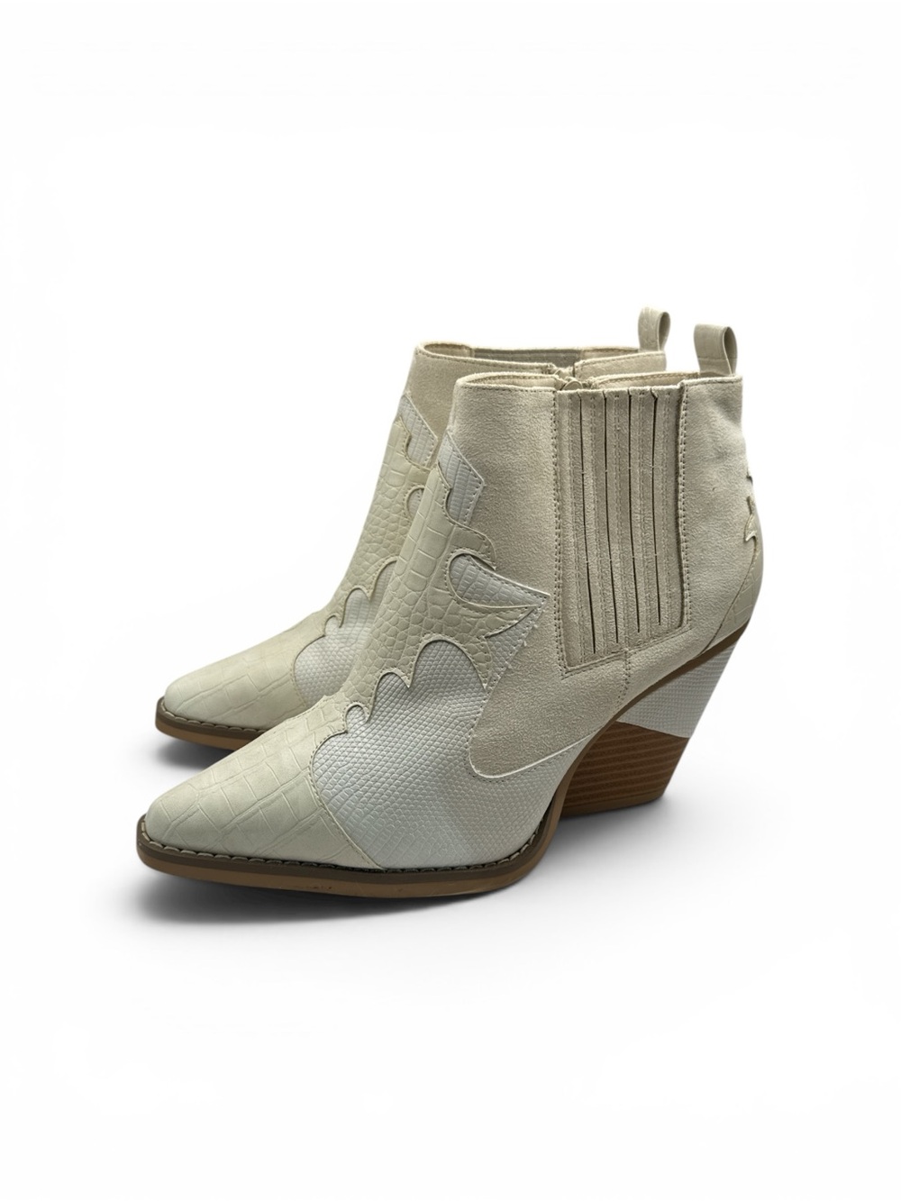 BNWOB Comfort Est 1946 White Western Heeled Ankle Platform Wedge Boots size 9.5 - Picture 3 of 10